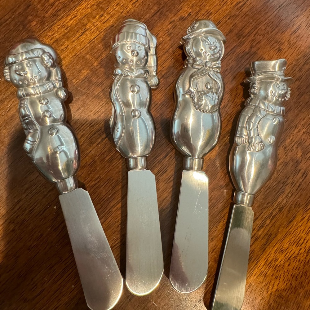Home For the Holidays Spreader set stainless steel snowmen